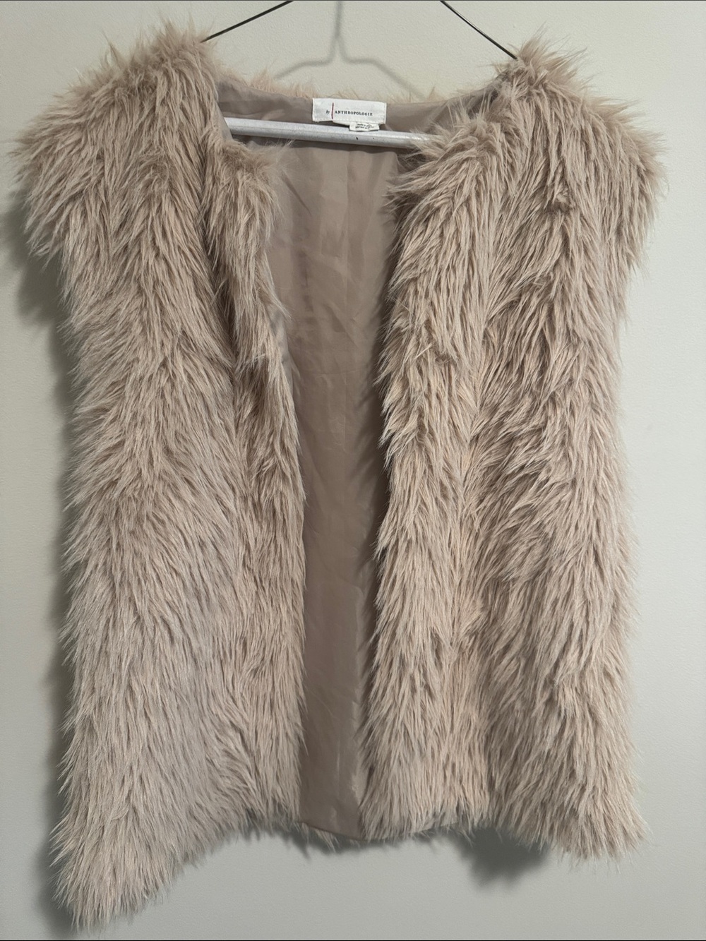 Anthropologie Beige Taupe Faux Fur Vest
